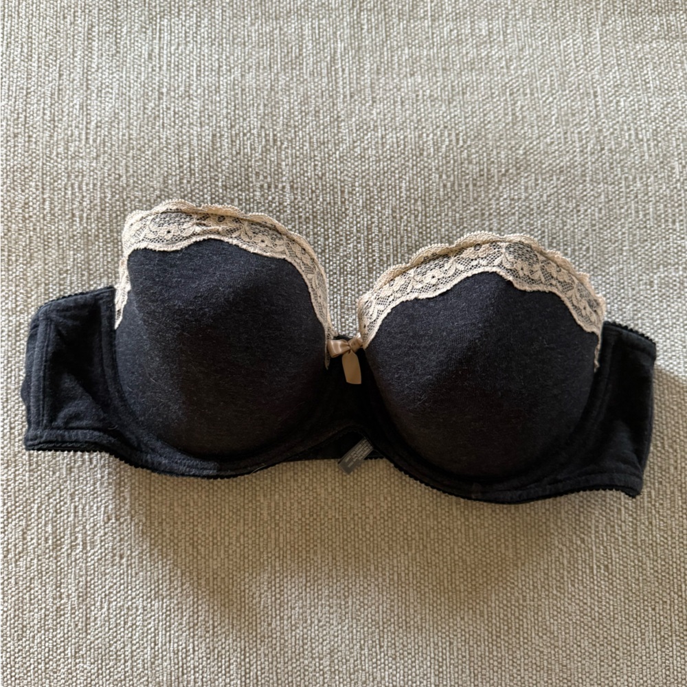 Aerie Black and Cream Lace Bra